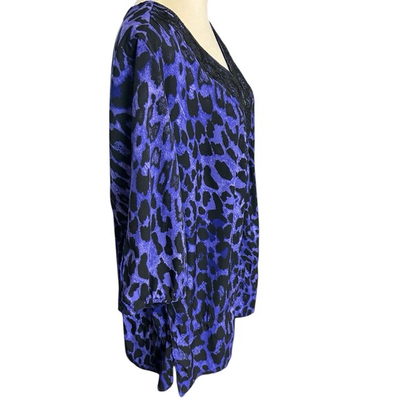 Lane Bryant Purple Leopard Print Sequin Peplum 3/4 Tunic Pullover Top Size 22/24 - Picture 5 of 9